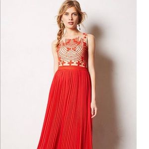 Red Anthropologie maxi dress.